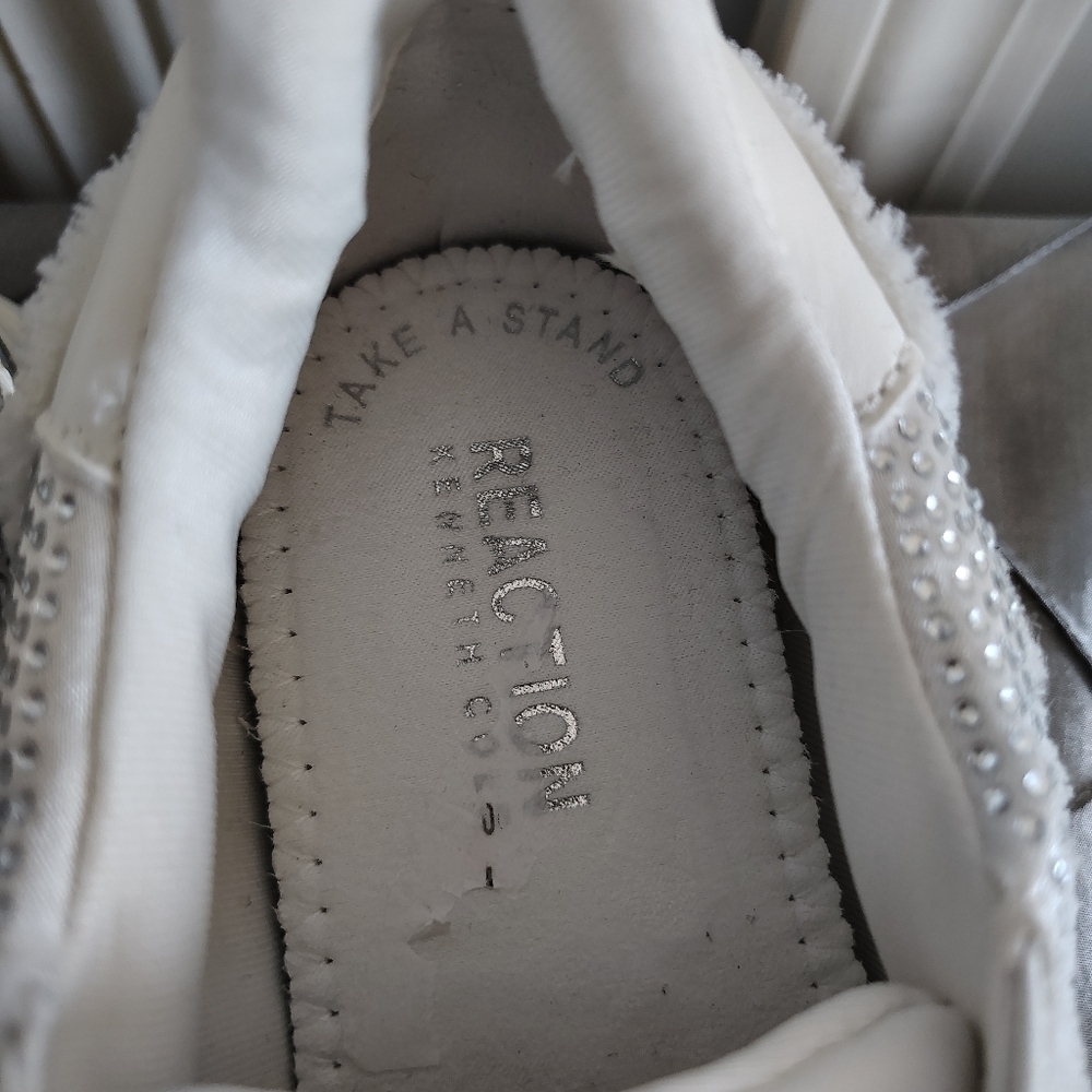 Reaction Kenneth Cole Take a Step White Sparkle Sneakers 9M - Picture 4 of 9